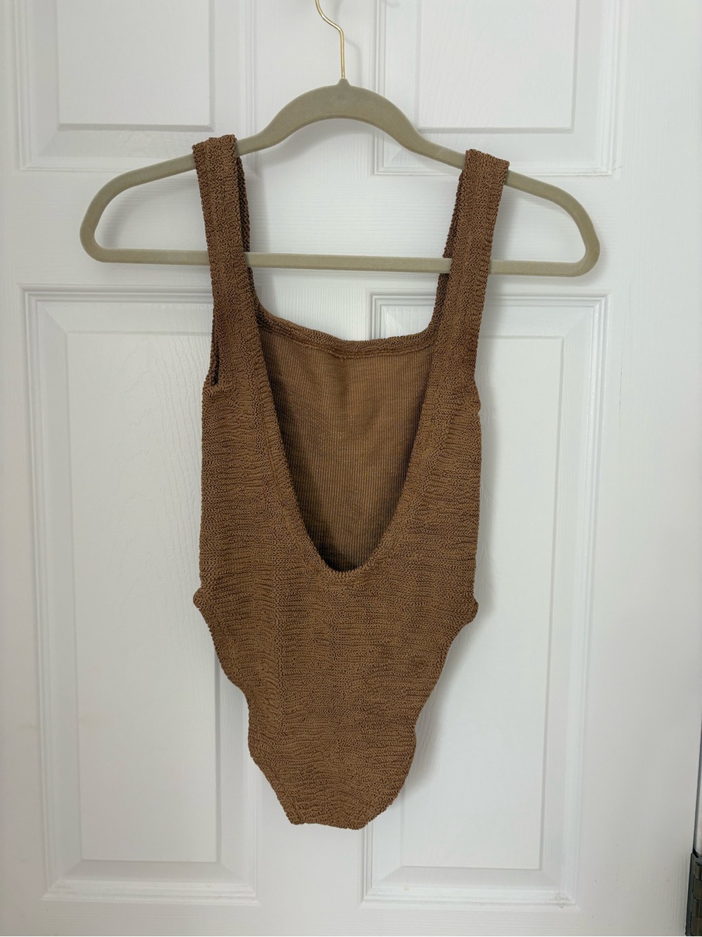 Hunza G Brown Textured One-Piece Swimsuit - Picture 3 of 9